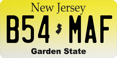 NJ license plate B54MAF