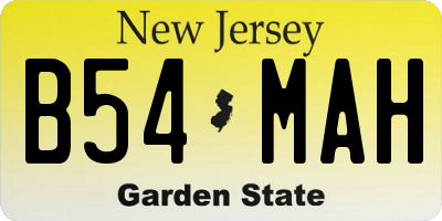 NJ license plate B54MAH