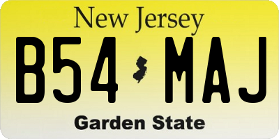 NJ license plate B54MAJ