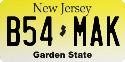 NJ license plate B54MAK