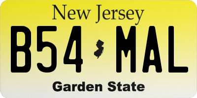 NJ license plate B54MAL