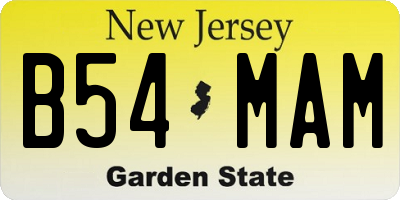 NJ license plate B54MAM