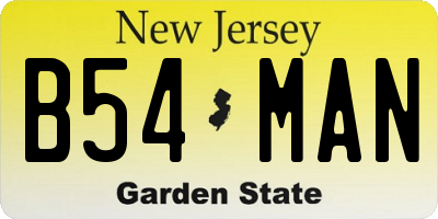 NJ license plate B54MAN