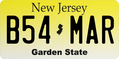 NJ license plate B54MAR
