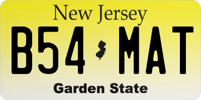 NJ license plate B54MAT