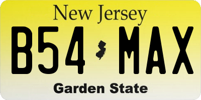 NJ license plate B54MAX