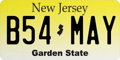 NJ license plate B54MAY