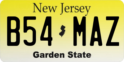 NJ license plate B54MAZ