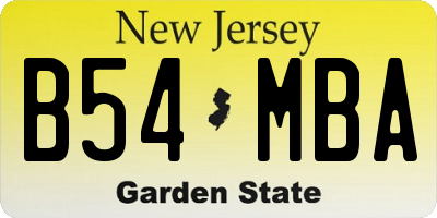 NJ license plate B54MBA