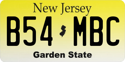 NJ license plate B54MBC