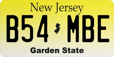NJ license plate B54MBE