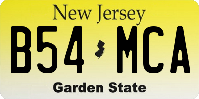 NJ license plate B54MCA