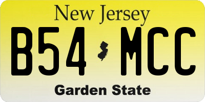 NJ license plate B54MCC