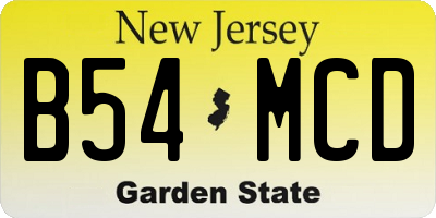 NJ license plate B54MCD