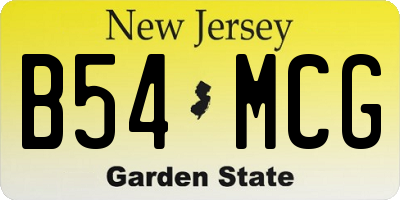 NJ license plate B54MCG