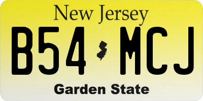 NJ license plate B54MCJ