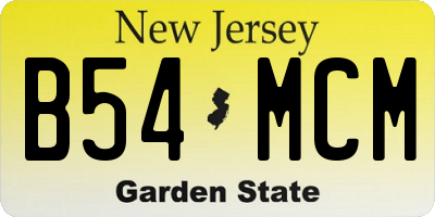 NJ license plate B54MCM