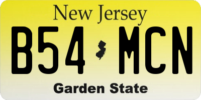 NJ license plate B54MCN