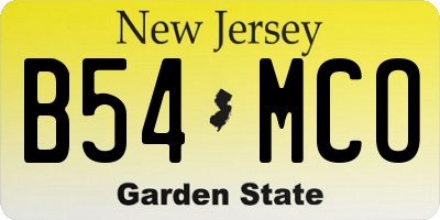 NJ license plate B54MCO