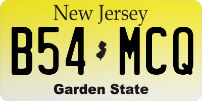 NJ license plate B54MCQ