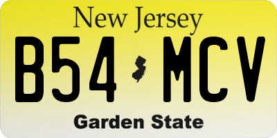 NJ license plate B54MCV
