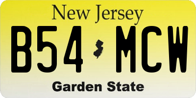 NJ license plate B54MCW