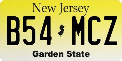 NJ license plate B54MCZ