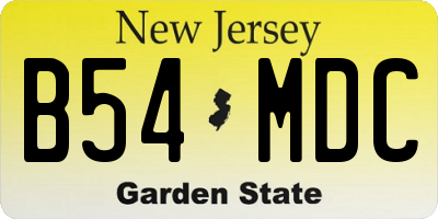 NJ license plate B54MDC