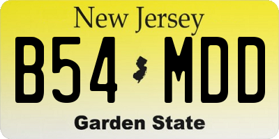 NJ license plate B54MDD