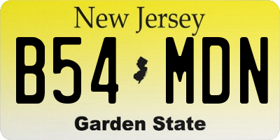 NJ license plate B54MDN
