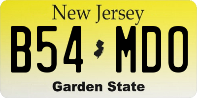 NJ license plate B54MDO