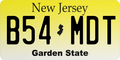 NJ license plate B54MDT