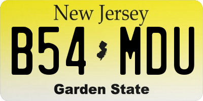 NJ license plate B54MDU