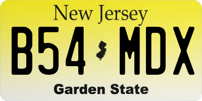 NJ license plate B54MDX