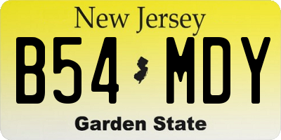 NJ license plate B54MDY