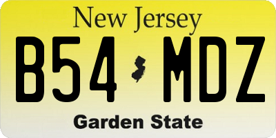 NJ license plate B54MDZ