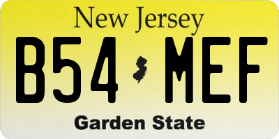 NJ license plate B54MEF