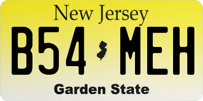 NJ license plate B54MEH