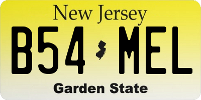 NJ license plate B54MEL