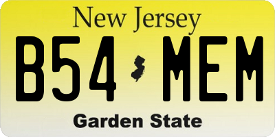 NJ license plate B54MEM