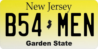 NJ license plate B54MEN
