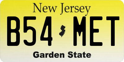 NJ license plate B54MET