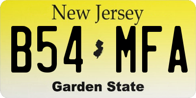 NJ license plate B54MFA