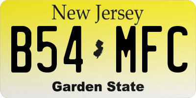 NJ license plate B54MFC