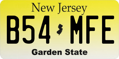 NJ license plate B54MFE