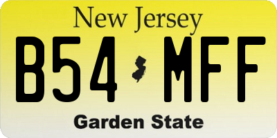 NJ license plate B54MFF