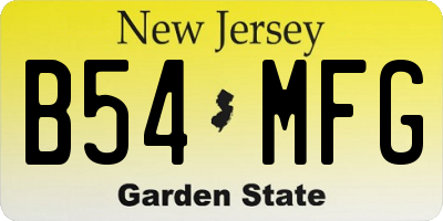 NJ license plate B54MFG
