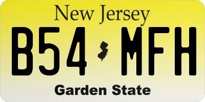 NJ license plate B54MFH