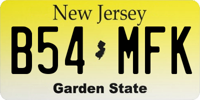 NJ license plate B54MFK