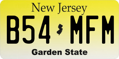 NJ license plate B54MFM